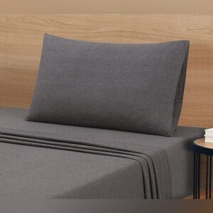 Mainstays Cotton Rich Extra Soft Jersey Bed Sheet Set, Queen, Charcoal, 4 Pieces